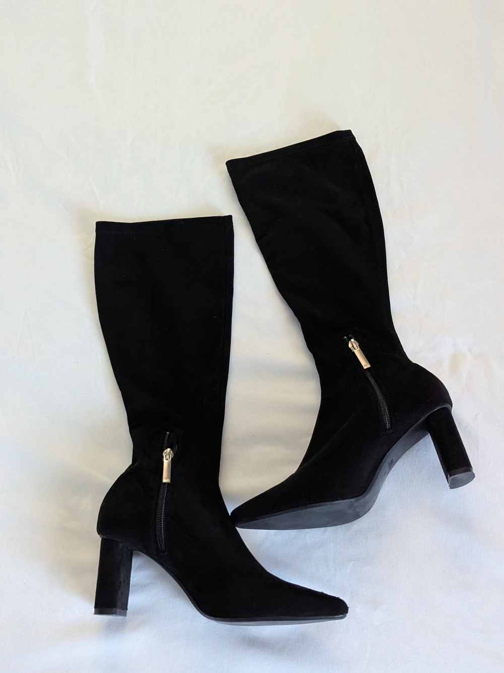 Zara Black Suede Mid-Calf Heeled Boots